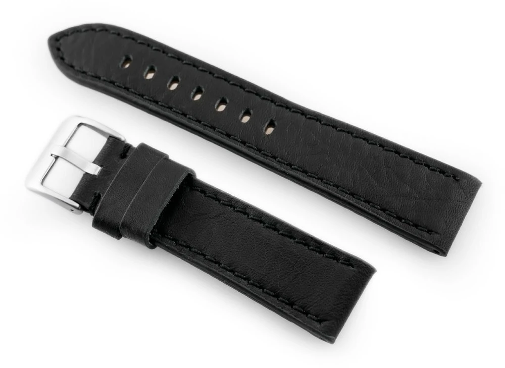 Pacific W48 odinis laikrodžio dirželis – PREMIUM – juodas/juodas – 20 mm