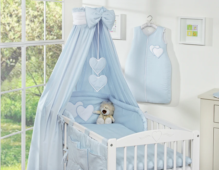 Vaikiška lovos užuolaida Hanging Hearts, mėlyna