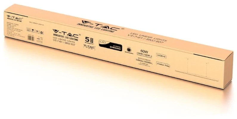 Pakabinamas šviestuvas 60W LED pakabinamas linijinis šviestuvas V-TAC, baltas, dimeriuojamas, 4000K (natūraliai balta), SAMSUNG LED chip