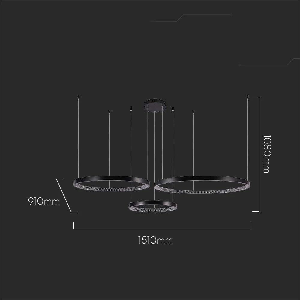 V-tac 57W LED pakabinamas šviestuvas, juodas, 3000K