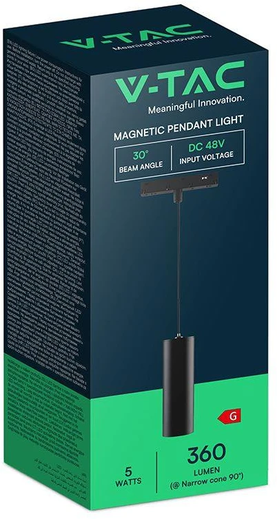 Pakabinamas šviestuvas V-TAC 5W 48V LED juodas 4000K
