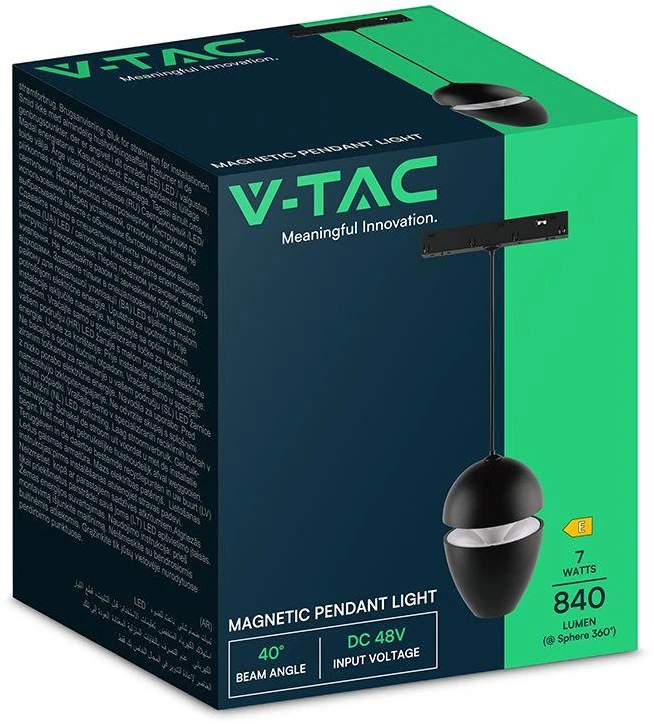 Pakabinamas šviestuvas V-TAC 7W 48V juodas 4000K