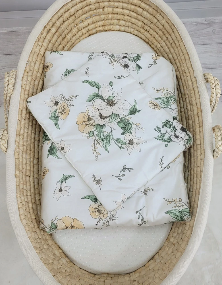 Bobono Patalynės komplektas kūdikiui 75x100 cm gėlėtas smėlio spalvos Cottonmax