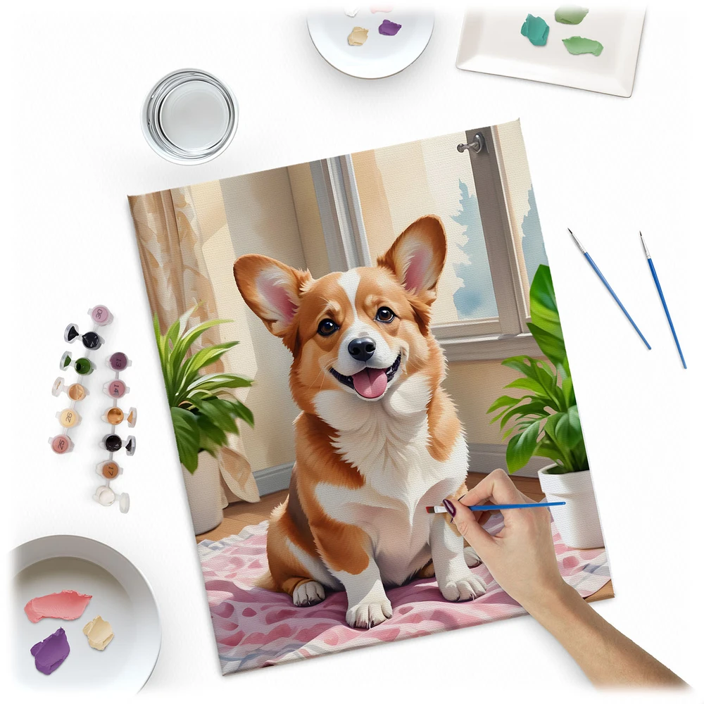 Paveikslas tapybai pagal skaičius 40x50 cm Massido Corgi šuo