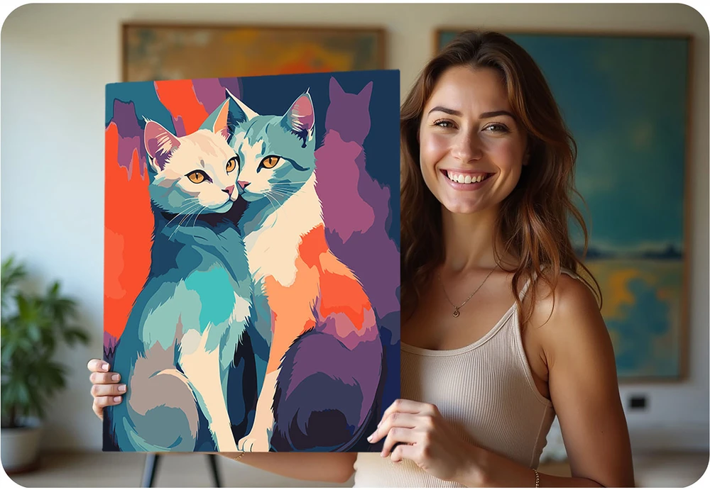 Paveikslas tapybai pagal skaičius 40x50 cm Massido Katės