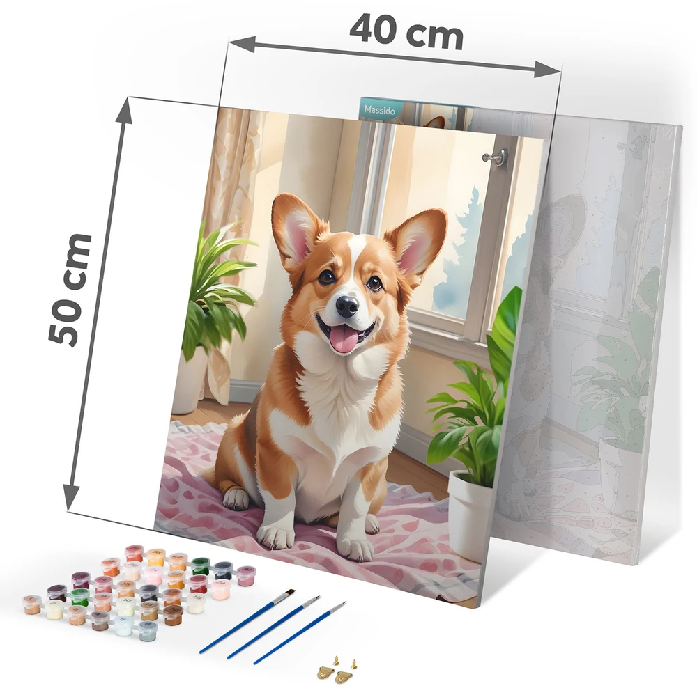 Paveikslas tapybai pagal skaičius 40x50 cm Massido Corgi šuo