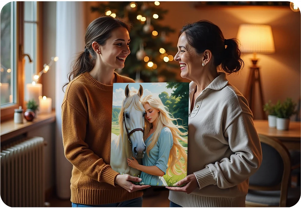 Paveikslas tapybai pagal skaičius 40x50 cm Massido Moters su arkliu portretas