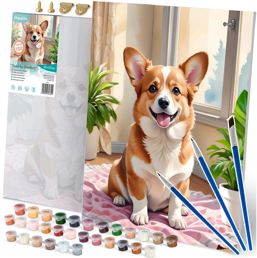 Paveikslas tapybai pagal skaičius 40x50 cm Massido Corgi šuo