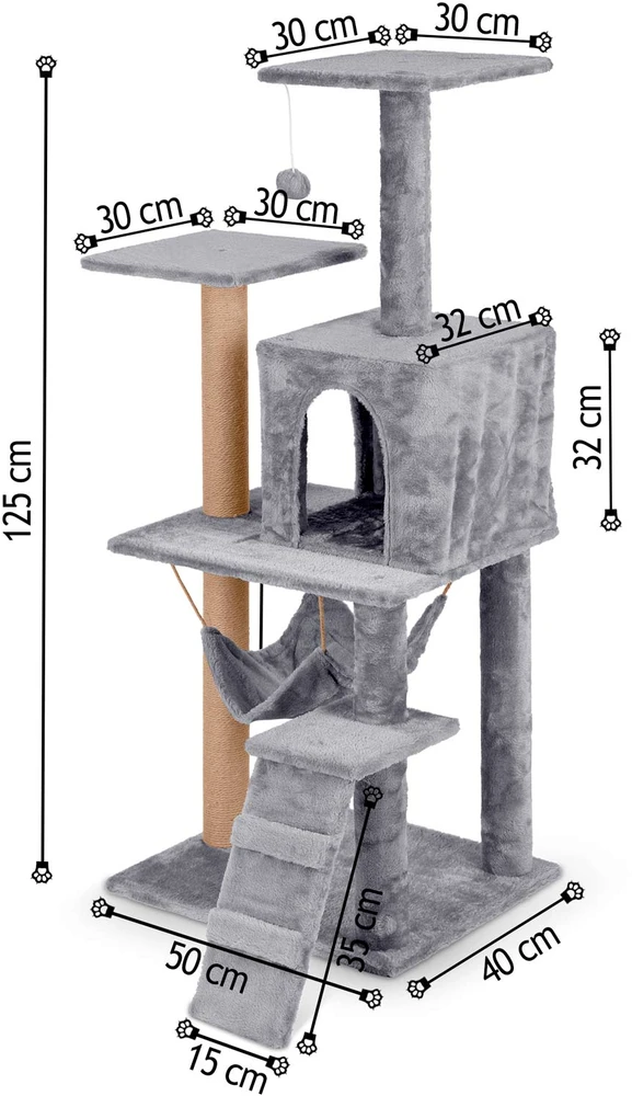 Katės draskyklė 125 cm Pethaus PH-007 pilka