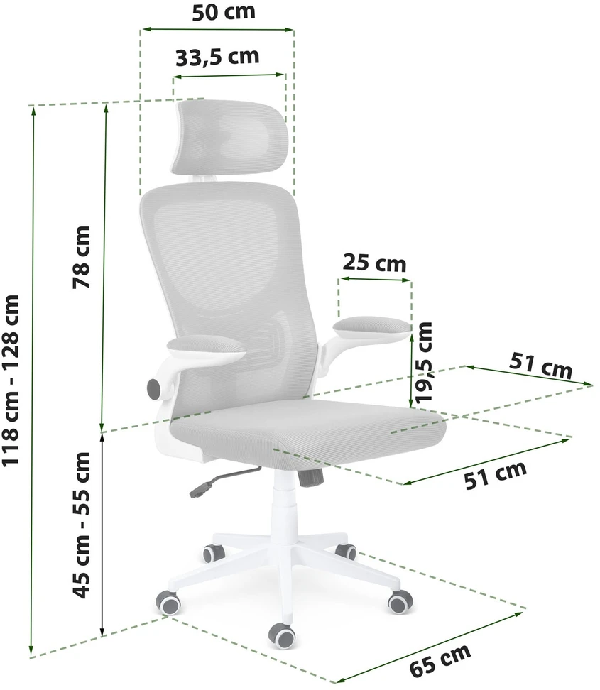 Sofotel Biuro kėdė su tinklelio atlošu, reguliuojamu aukščiu, ergonomišku dizainu, pakreipimo mechanizmu, pilka darbo kėdė