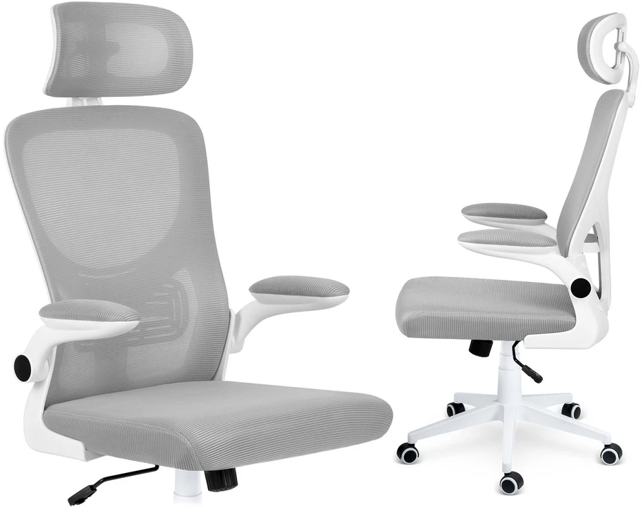 Sofotel Biuro kėdė su tinklelio atlošu, reguliuojamu aukščiu, ergonomišku dizainu, pakreipimo mechanizmu, pilka darbo kėdė