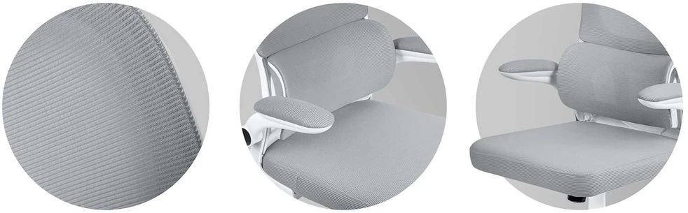Sofotel Biuro kėdė su tinklelio atlošu, reguliuojamu aukščiu, supimo funkcija, ergonomišku dizainu, patogiu sėdėjimu, pilka biuro kėdė