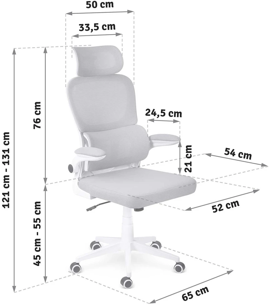 Sofotel Biuro kėdė su tinklelio atlošu, reguliuojamu aukščiu, supimo funkcija, ergonomišku dizainu, patogiu sėdėjimu, pilka biuro kėdė