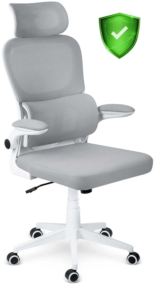 Sofotel Biuro kėdė su tinklelio atlošu, reguliuojamu aukščiu, supimo funkcija, ergonomišku dizainu, patogiu sėdėjimu, pilka biuro kėdė