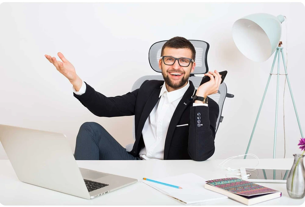 Sofotel Biuro kėdė su tinklelio atlošu, ergonomiško dizaino, reguliuojamo aukščio, pilka darbo kėdė, supimo funkcija, patogi kompiuterio kėdė
