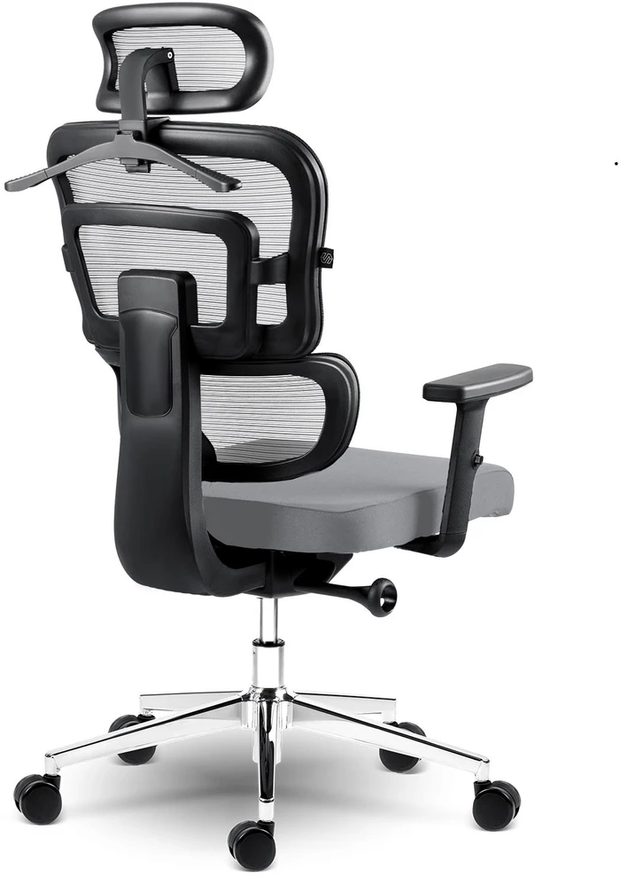 Sofotel Biuro kėdė su tinklelio atlošu, ergonomiško dizaino, reguliuojamo aukščio, pilka darbo kėdė, supimo funkcija, patogi kompiuterio kėdė