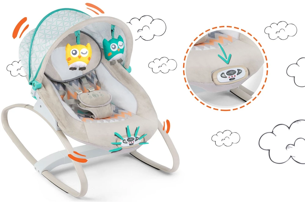 Ricokids šokinėjimo lovelė su vibracija ir muzika - pilka