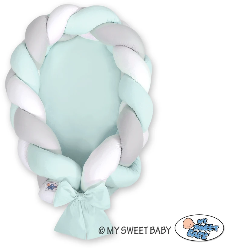 My Sweet Baby Pintas kūdikio lizdas 2in1 baltai pilka mėtų spalvų