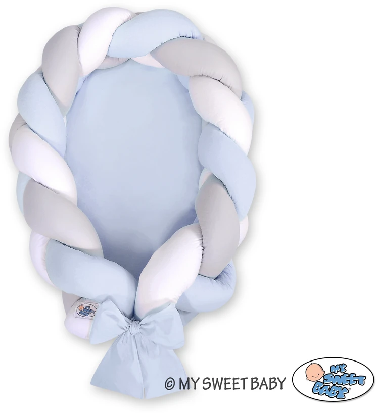 My Sweet Baby Pintas kūdikio lizdas 2in1 baltai pilkai mėlynas