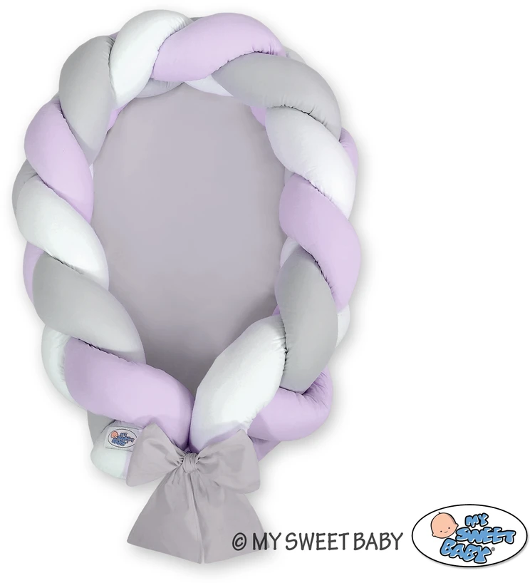 My Sweet Baby Pintas kūdikio lizdas 2in1, baltas–lilac–pilkas
