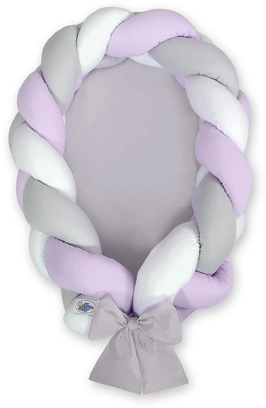 My Sweet Baby Pintas kūdikio lizdas 2in1, baltas–lilac–pilkas