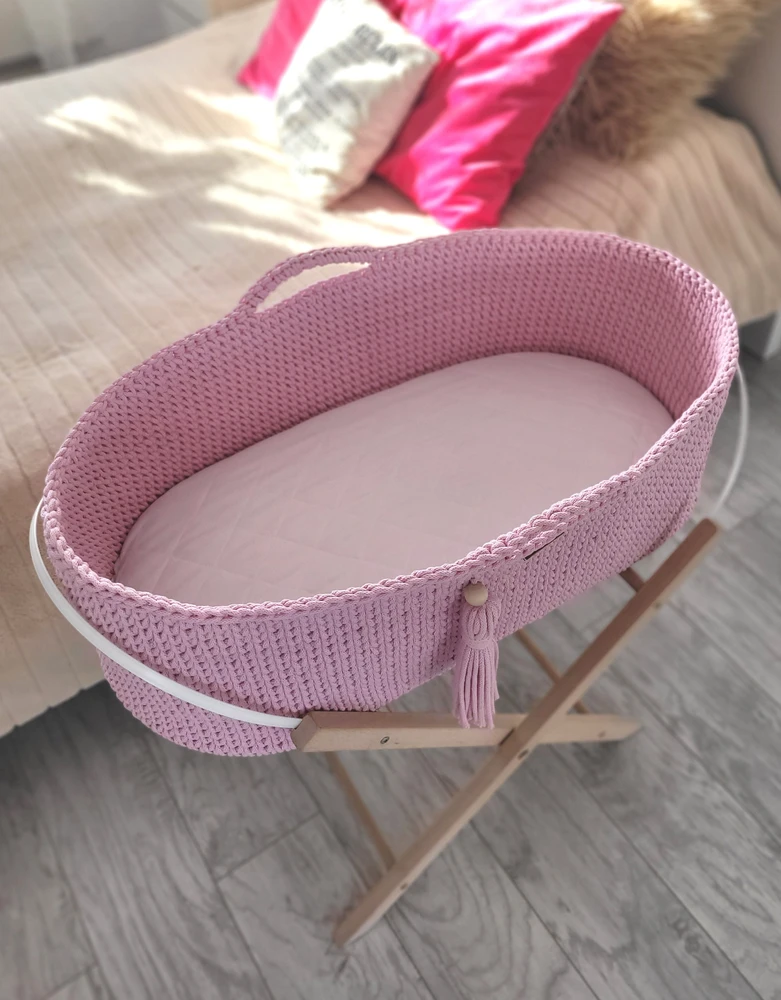 My Sweet Baby Pintas kūdikio lopšys BOHO su stoveliu, rožinis