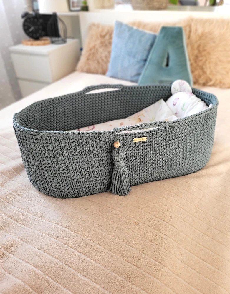 My Sweet Baby Pintas kūdikio lopšys BOHO su stoveliu, lauro spalvos