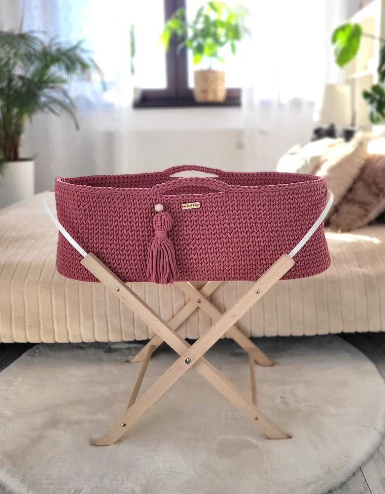 My Sweet Baby Pintas kūdikio lopšys BOHO su stoveliu, rankų darbo, žydintis