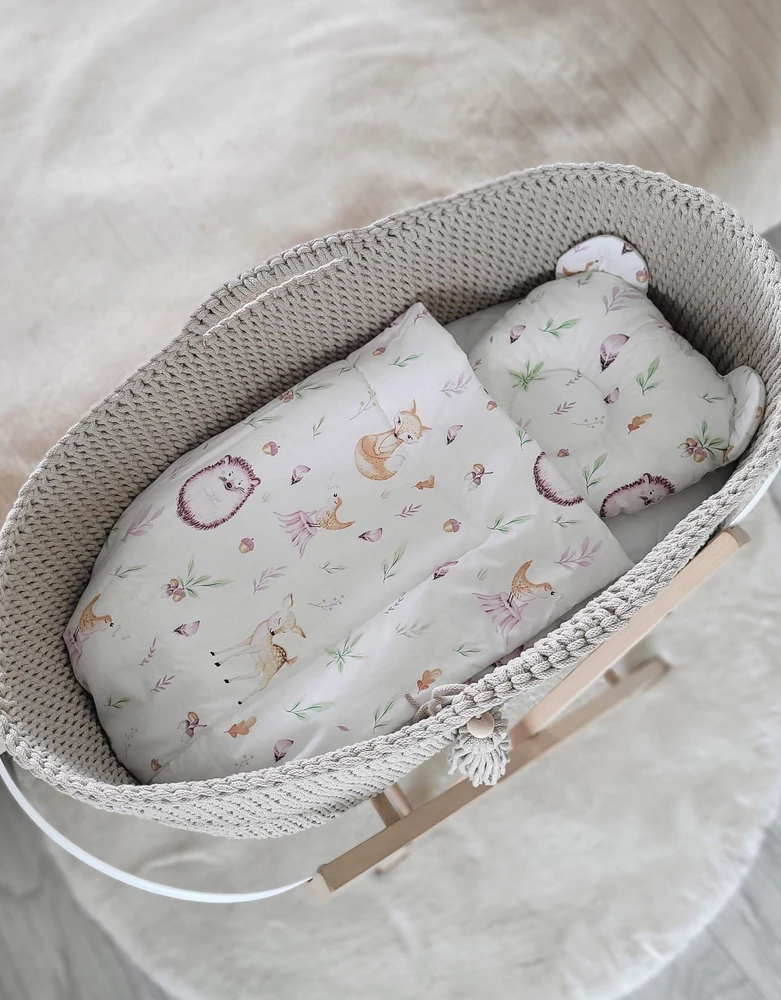 My Sweet Baby Pintas kūdikio lopšys su čiužinuku, medvilninis, šviesiai smėlio spalvos