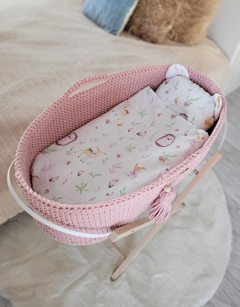 My Sweet Baby Pintas kūdikio lopšys su čiužinuku, medvilninis, pastelinių rožinių atspalvių