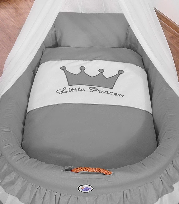 Pintas kūdikio lopšys su uždanga Little Prince Princess antracito spalvos
