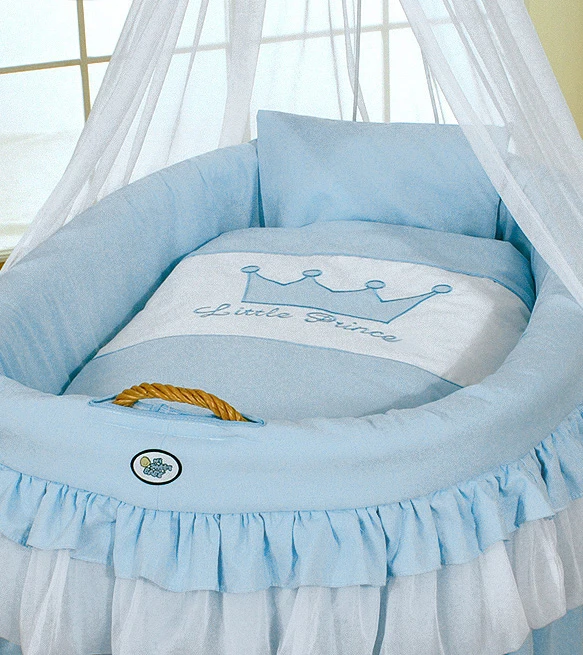 Pintas kūdikio lopšys su uždanga naujagimiui mėlynas Little Prince