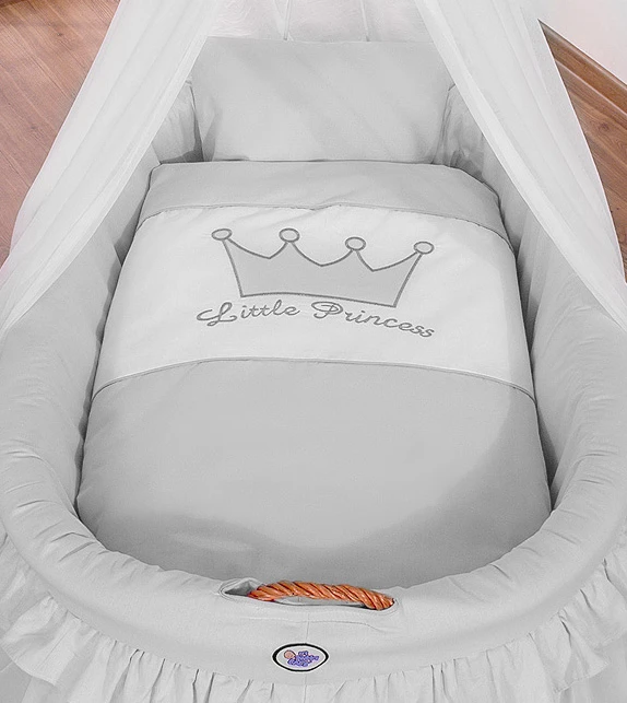 Pintas kūdikio lopšys su uždanga, pilkas Little Prince Princess