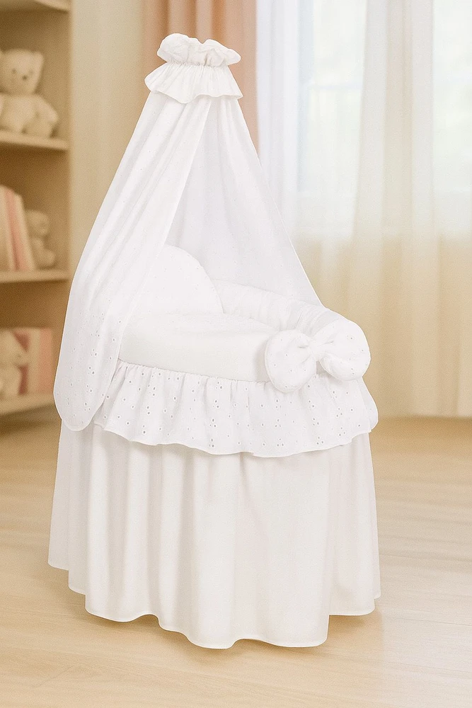My Sweet Baby Lėlės lopšys su užuolaidėle – pintas, rožinis, su nėriniais
