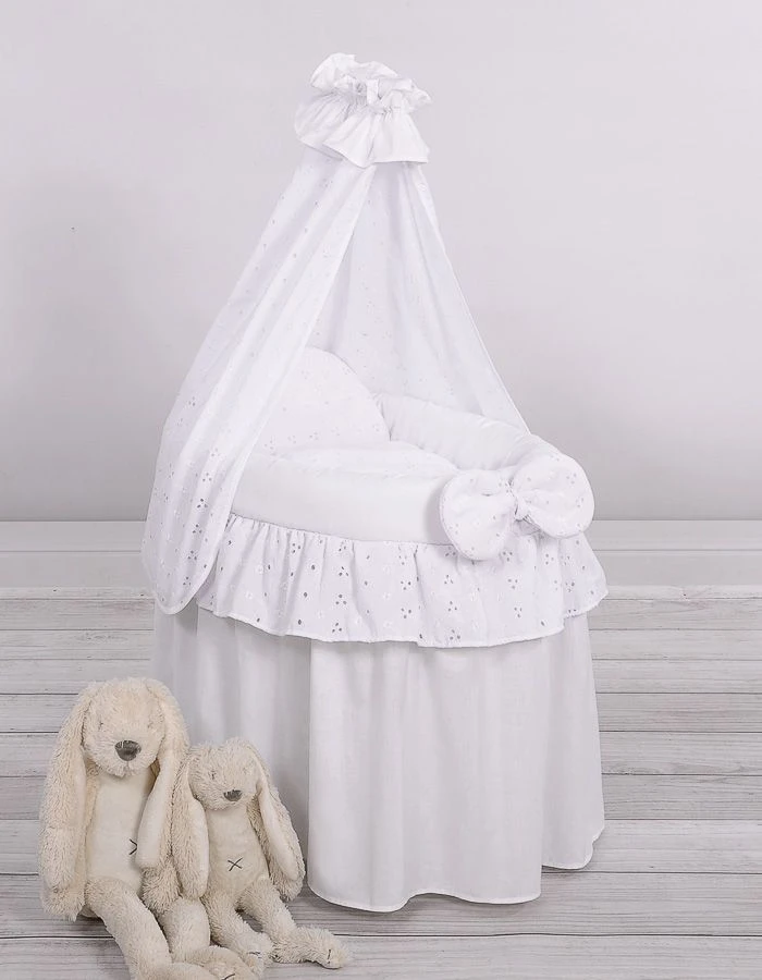 My Sweet Baby Lėlės lopšys su užuolaidėle – pintas, rožinis, su nėriniais