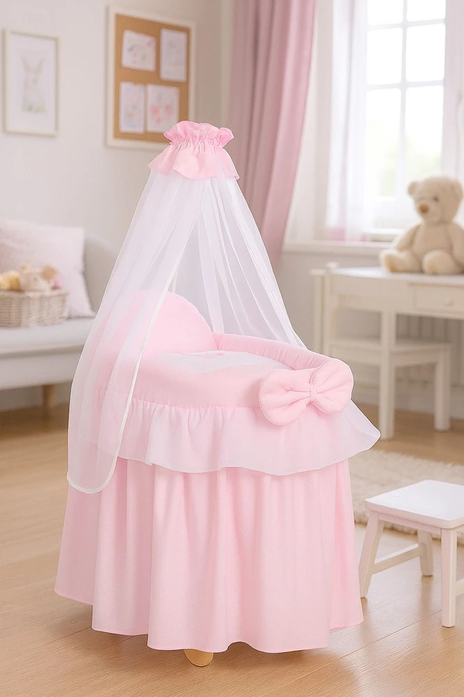 My Sweet Baby Lėlės pintas lopšys su užuolaidėle – rožinis