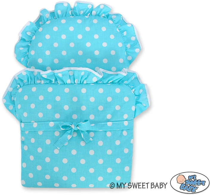 My Sweet Baby Lėlės pintas vežimėlis su turkio spalvos patalyne – natūralus