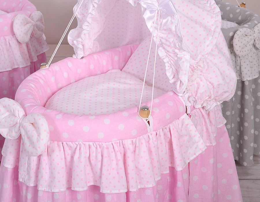 My Sweet Baby Lėlių lopšys su stogeliu – pintas, rožinis
