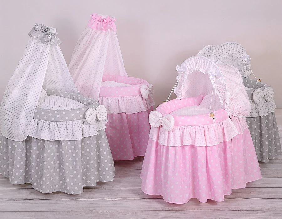 My Sweet Baby Lėlių lopšys su stogeliu – pintas, rožinis