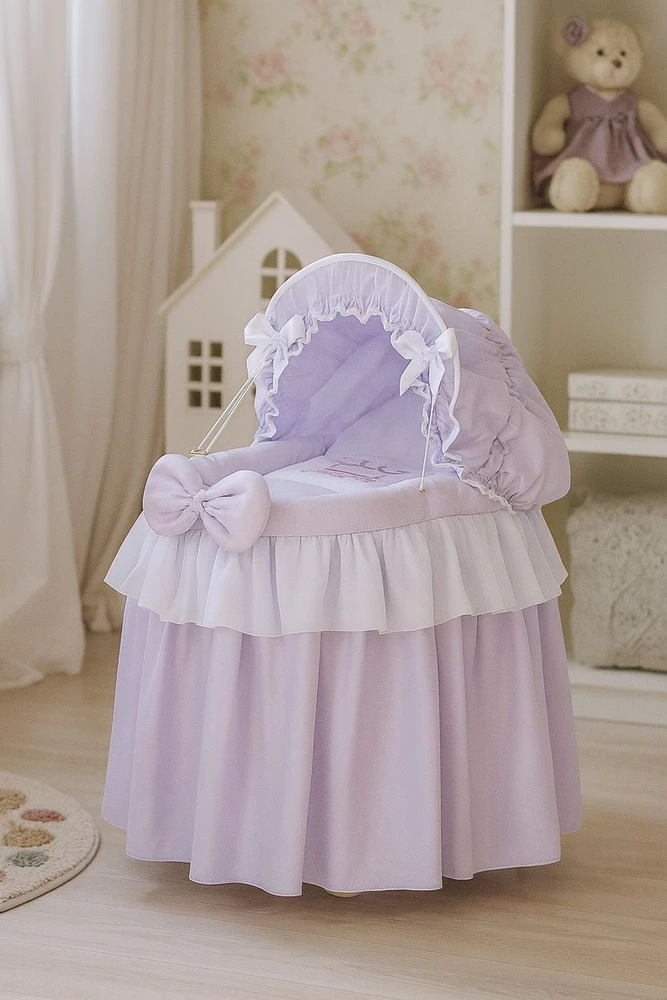 My Sweet Baby Lėlės pintas lopšys su stogeliu – alyvinis