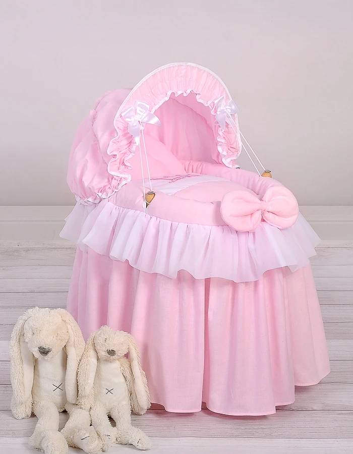 My Sweet Baby Lopšys lėlėms su gaubtu LITTLE PRINCESS rožinis – žaidimams ir rūpesčiui lėle.