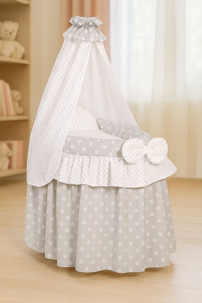 My Sweet Baby Lėlių pintinė lovelė su uždangalu – pilka