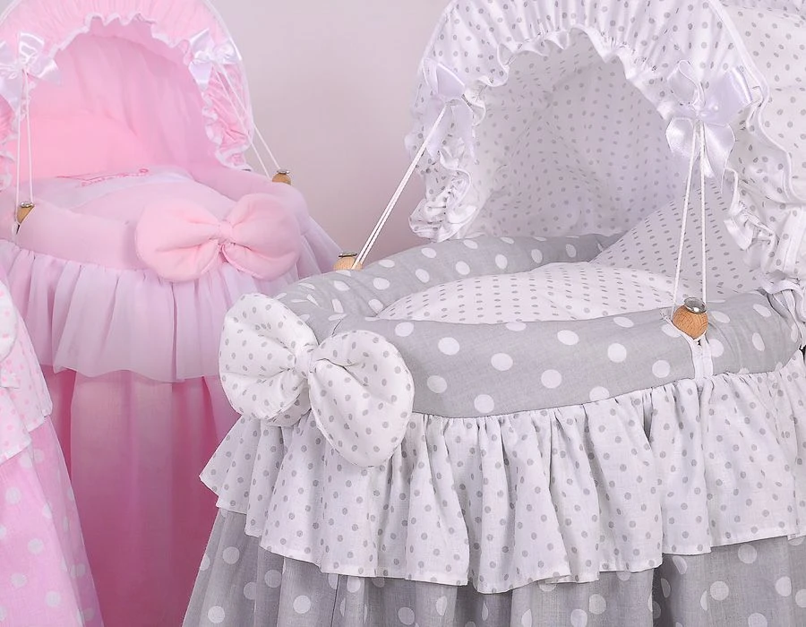 My Sweet Baby Lėlės pintas lopšys su stogeliu – pilkas