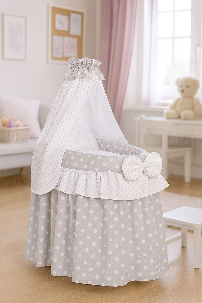 My Sweet Baby Lėlių pintinė lovelė su uždangalu – pilka