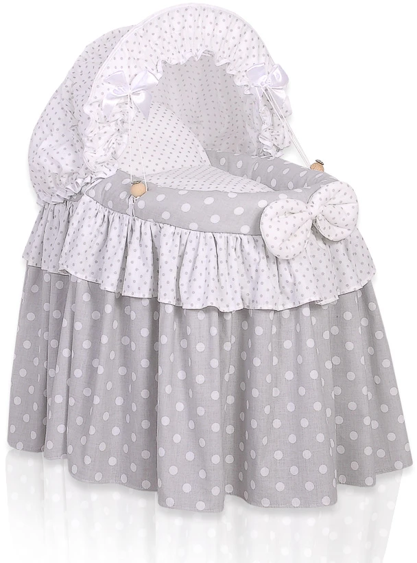 My Sweet Baby Lėlės pintas lopšys su stogeliu – pilkas