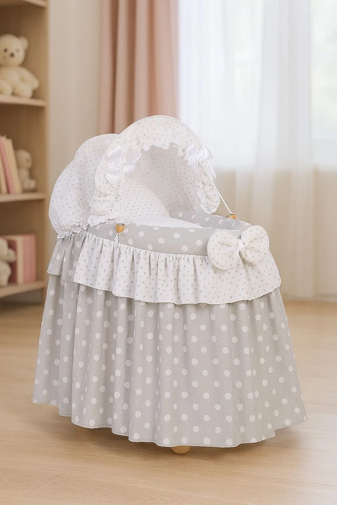 My Sweet Baby Lėlės pintas lopšys su stogeliu – pilkas