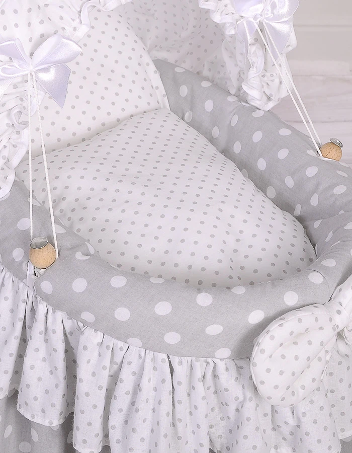 My Sweet Baby Lėlės pintas lopšys su stogeliu – pilkas
