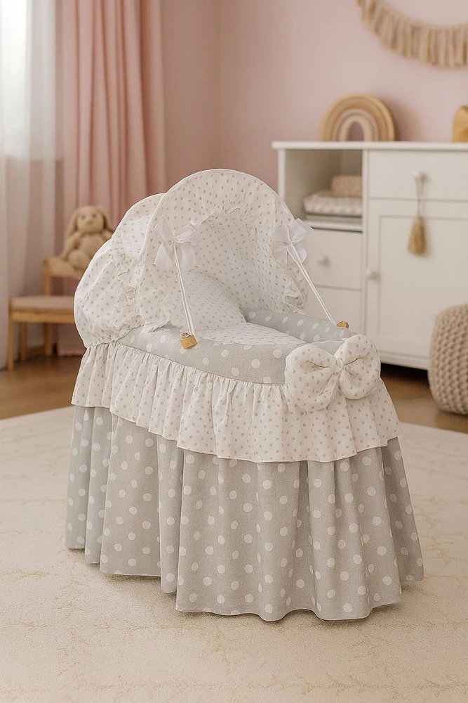 My Sweet Baby Lėlės pintas lopšys su stogeliu – pilkas