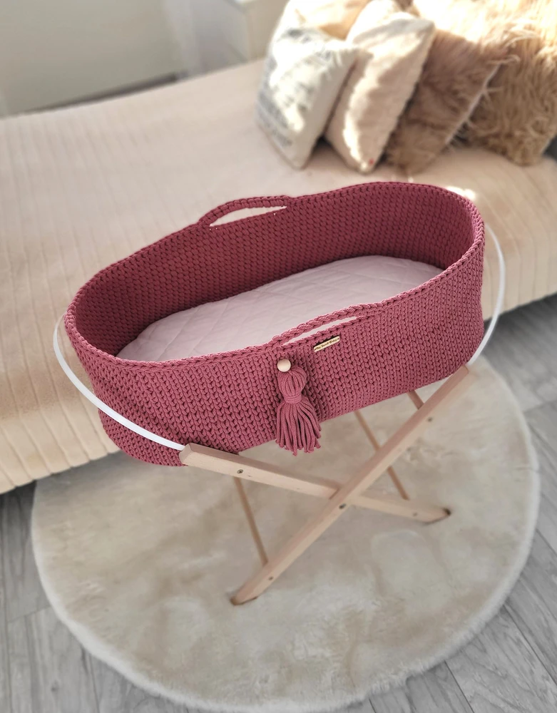 My Sweet Baby Pintas medvilninis kūdikio lopšys su čiužinuku, BOHO, žydintis