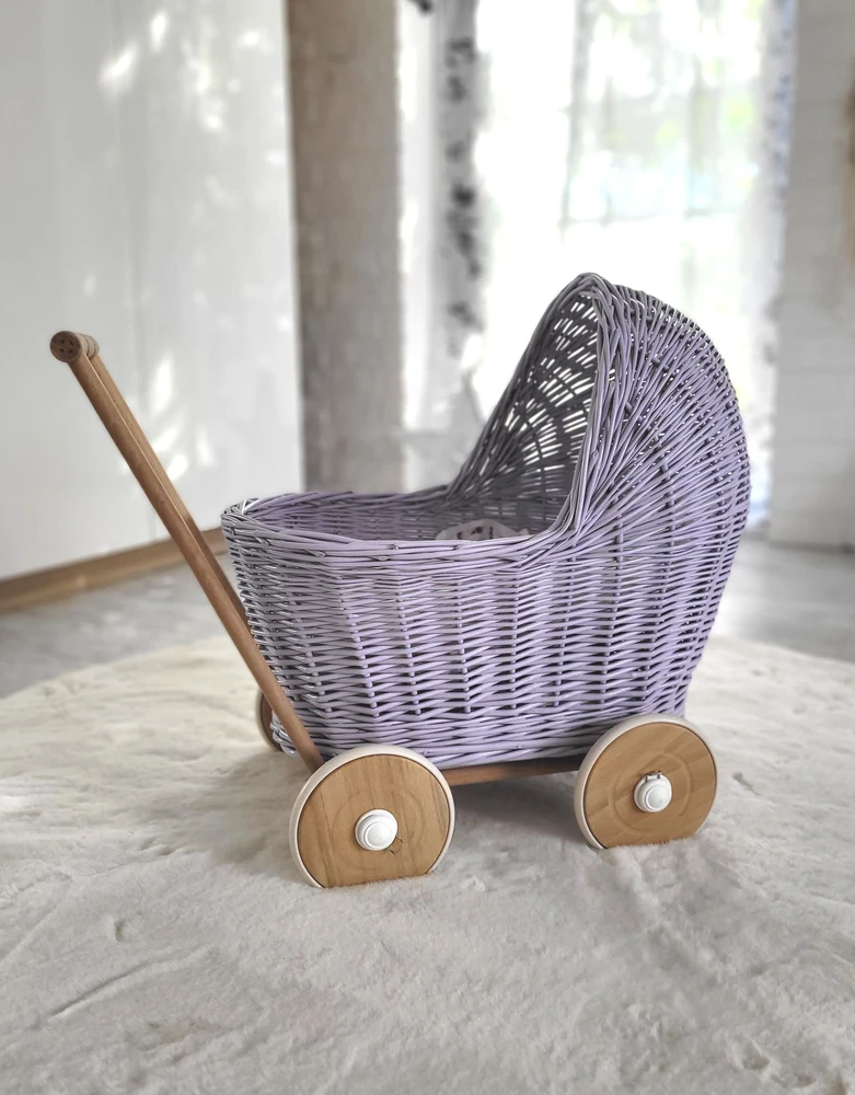 My Sweet Baby Lėlių vežimėlis pintas šviesiai violetinis Milly Mally